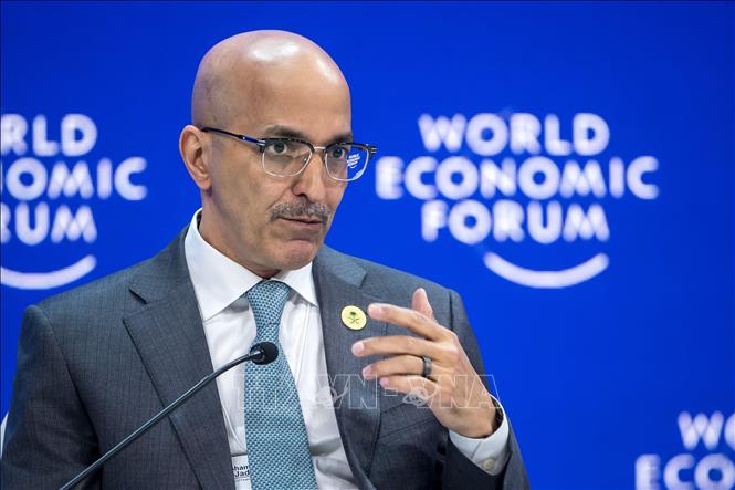 (Tư liệu) Bộ trưởng Tài chính Saudi Arabia Mohammed al-Jadaan phát biểu tại hội nghị thường niên của Diễn đàn kinh tế thế giới (WEF) ở Davos, Thụy Sĩ, ngày 19/1/2024. Ảnh: AFP/TTXVN