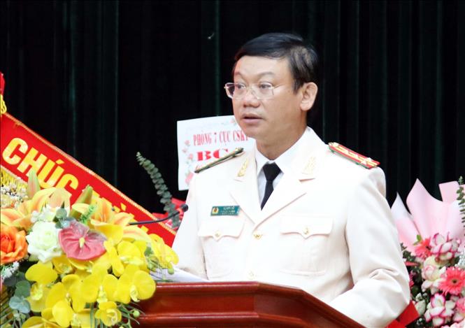 Đại tá Vũ Như Hà phát biểu nhận nhiệm vụ. Ảnh: TTXVN phát