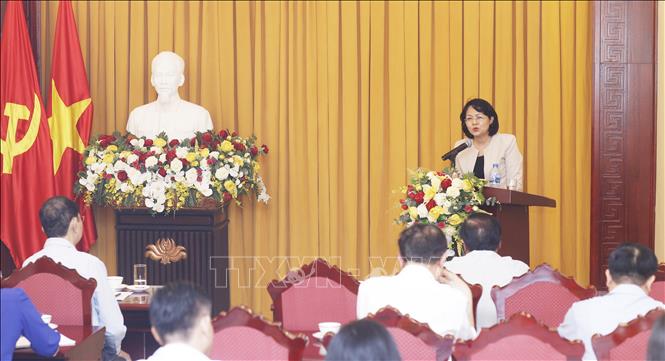 Trong ảnh: Phó Chủ tịch nước Đặng Thị Ngọc Thịnh phát biểu tại hội nghị. Ảnh: Lâm Khánh - TTXVN