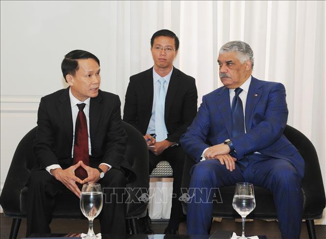 Trong ảnh: Đồng chí Nguyễn Đức Lợi gặp Bộ trưởng Ngoại giao Cộng hòa Dominicana Miguel Vargas. Ảnh: Lê Hà - Pv TTXVN tại Trung Mỹ 