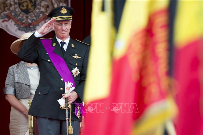 Trong ảnh: Nhà vua Bỉ Philippe tại diễu binh kỷ niệm ngày Quốc khánh 21/7 tại Brussels. Ảnh: AFP/TTXVN