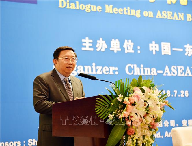 Trong ảnh: Chủ tịch Hội đồng Doanh nghiệp Trung Quốc – ASEAN Hứa Ninh Ninh phát biểu, đánh giá về hợp tác Trung Quốc – ASEAN trong những năm qua. Ảnh: Lương Tuấn - Pv TTXVN tại Trung Quốc

