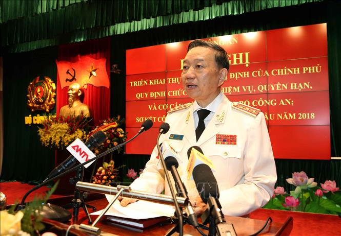 Trong ảnh: Thượng tướng Tô Lâm, Ủy viên Bộ Chính trị, Bộ trưởng Bộ Công an phát biểu khai mạc. Ảnh: Doãn Tấn  – TTXVN