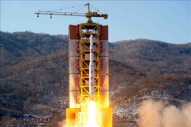Trong ảnh (tư liệu): Triều Tiên phóng thử tên lửa tại bãi phóng vệ tinh Sohae tháng 2/2016. Ảnh: YONHAP/ TTXVN