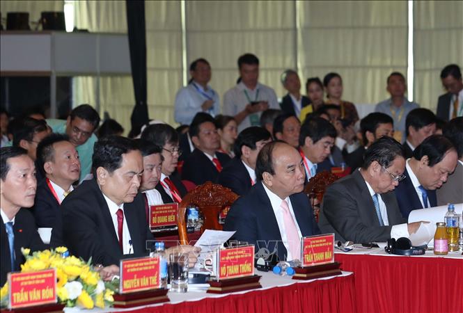 Trong ảnh: Thủ tướng Nguyễn Xuân Phúc và các đại biểu tham dự hội nghị. Ảnh: Thống Nhất - TTXVN