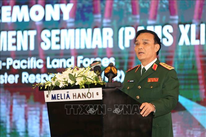 Trong ảnh: Thượng tướng Phạm Hồng Hương, Phó Tổng Tham mưu trưởng Quân đội nhân dân Việt Nam phát biểu tại lễ bế mạc. Ảnh: Dương Giang - TTXVN