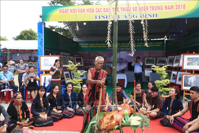 Trong ảnh: Phần trình diễn tái hiện Lễ hội Mừng cơm mới của đồng bào người Bru Vân Kiều đến từ tỉnh Quảng Bình. Ảnh: Trọng Đạt - TTXVN