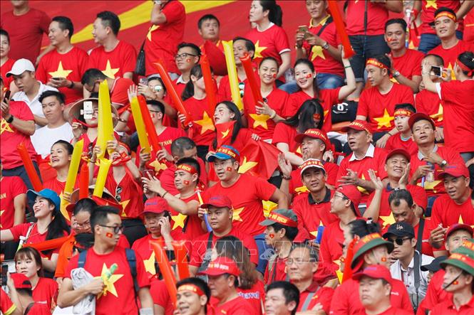 Photo: Vietnamese football fans during the match. VNA Photo: Hoàng Linh

