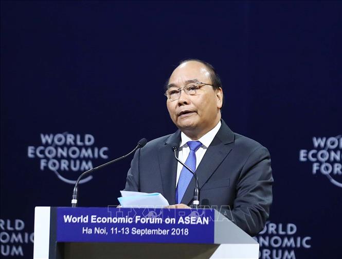 Trong ảnh: Thủ tướng Nguyễn Xuân Phúc phát biểu khai mạc WEF ASEAN 2018. Ảnh: Thống Nhất – TTXVN