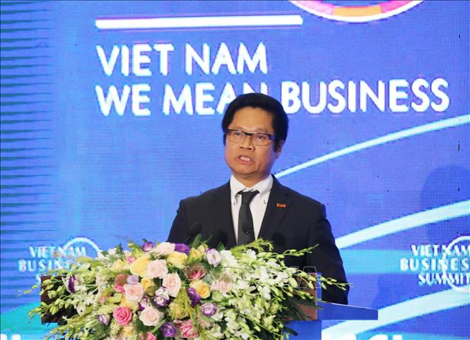Trong ảnh: Chủ tịch Phòng Thương mại và Công nghiệp Việt Nam (VCCI) Vũ Tiến Lộc phát biểu tại hội nghị. Ảnh: Lâm Khánh - TTXVN