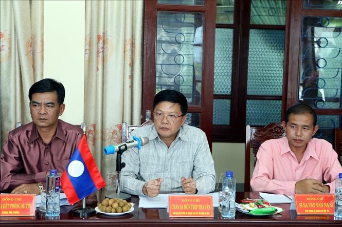 Trong ảnh: Phó Giám đốc Sở Thông tin, Văn hóa và Du lịch tỉnh Luông Pha Băng Chăn Sa Mỏn Thip Pha Văn phát biểu tại hội đàm. Ảnh: Phan Tuấn Anh - TTXVN