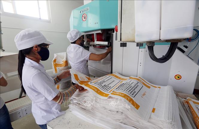 Trong ảnh: Dây chuyền sản xuất, đóng gói bột mì tại Công ty TNHH Uni-President Việt Nam, vốn đầu tư của Đài Loan tại khu công nghiệp Điện Nam - Điện Ngọc (Quảng Nam). Ảnh: Danh Lam – TTXVN