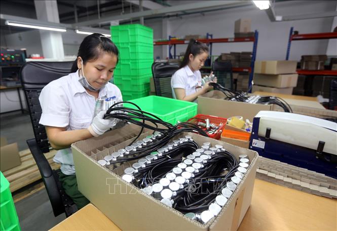 Trong ảnh: Sản xuất linh kiện điện tử cao cấp tại Công ty TNHH Hydra Việt Nam, vốn đầu tư của Công hòa Czech, tại Đà Nẵng, mỗi năm công ty xuất khẩu đạt 14 triệu USD. Ảnh: Danh Lam – TTXVN