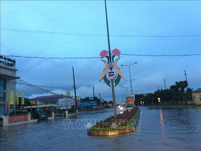 Trong ảnh: Tuyến đường trung tâm thành phố Hải Dương mênh mông trong biển nước. Ảnh: Hiền Anh-TTXVN