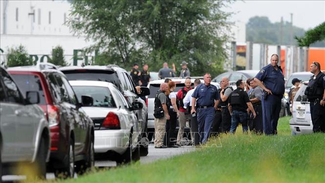 Trong ảnh: Cảnh sát phong tỏa hiện trường vụ nổ súng ở Harford, bang Maryland ngày 20/9/2018. Ảnh: Chicago Tribune/ TTXVN
