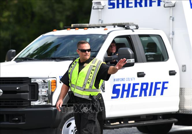 Trong ảnh: Cảnh sát phong tỏa hiện trường vụ nổ súng ở Harford, bang Maryland ngày 20/9/2018. Ảnh: THX/ TTXVN