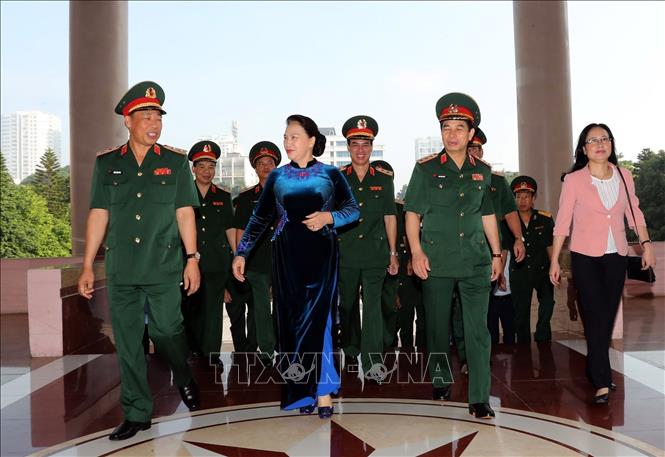 Photo: National Assembly Chairwoman Nguyen Thi Kim Ngan arrives at the Academy. VNA Photo: Trọng Đức