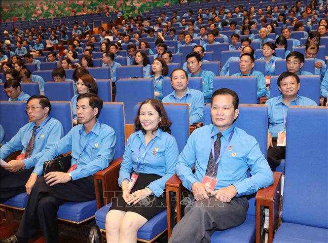 Trong ảnh: Đoàn đại biểu Công đoàn Viên chức Việt Nam dự Đại hội. Ảnh: TTXVN