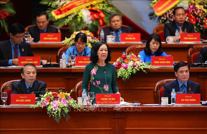 Trong ảnh: Đồng chí Trương Thị Mai, Ủy viên Bộ Chính trị, Bí thư Trung ương Đảng, Trưởng ban Dân vận Trung ương phát biểu tại diễn đàn. Ảnh: TTXVN
