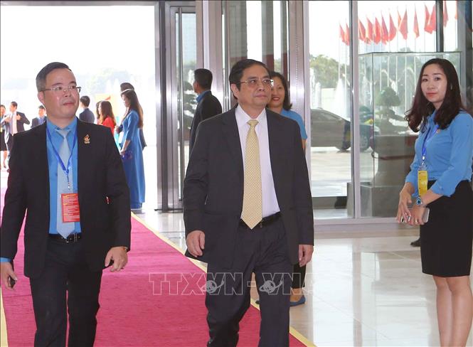Trong ảnh: Đồng chí Phạm Minh Chính, Ủy viên Bộ Chính trị, Bí thư Trung ương Đảng, Trưởng ban Tổ chức Trung ương đến dự Đại hội. Ảnh: TTXVN