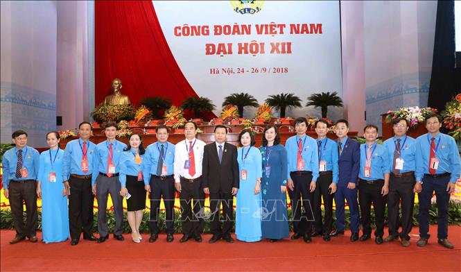 Trong ảnh: Đoàn đại biểu Công đoàn tỉnh Bắc Ninh tại đại hội. Ảnh: TTXVN