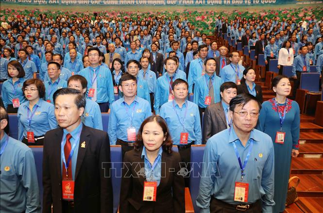 Trong ảnh: Đoàn đại biểu Công đoàn Viên chức Việt Nam dự đại hội. Ảnh: TTXVN
