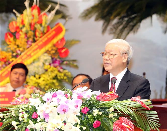 Trong ảnh: Tổng Bí thư Nguyễn Phú Trọng phát biểu chỉ đạo Đại hội. Ảnh: Trọng Đức - TTXVN