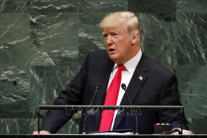 Trong ảnh: Tổng thống Mỹ Donald Trump phát biểu tại Khóa họp 73 Đại hội đồng LHQ ở New York (Mỹ) ngày 25/9/2018. Ảnh: THX/ TTXVN