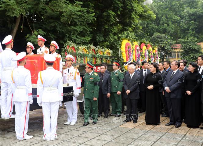 Trong ảnh: Tổng Bí thư Nguyễn Phú Trọng, Chủ tịch Quốc hội Nguyễn Thị Kim Ngân cùng nhiều đồng chí lãnh đạo, nguyên lãnh đạo Đảng, Nhà nước dự Lễ truy điệu và đưa tang Chủ tịch nước Trần Đại Quang. Ảnh: Trọng Đức - TTXVN