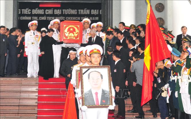 Trong ảnh: Lễ đưa tang Chủ tịch nước Trần Đại Quang. Ảnh: Nguyễn Khang - TTXVN