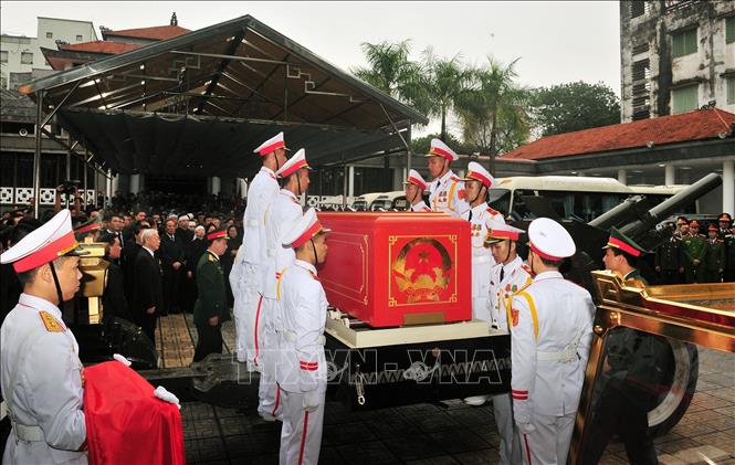 Trong ảnh: Lễ đưa tang Chủ tịch nước Trần Đại Quang tại Nhà tang lễ Quốc gia (Hà Nội). Ảnh Nguyễn Khang - TTXVN