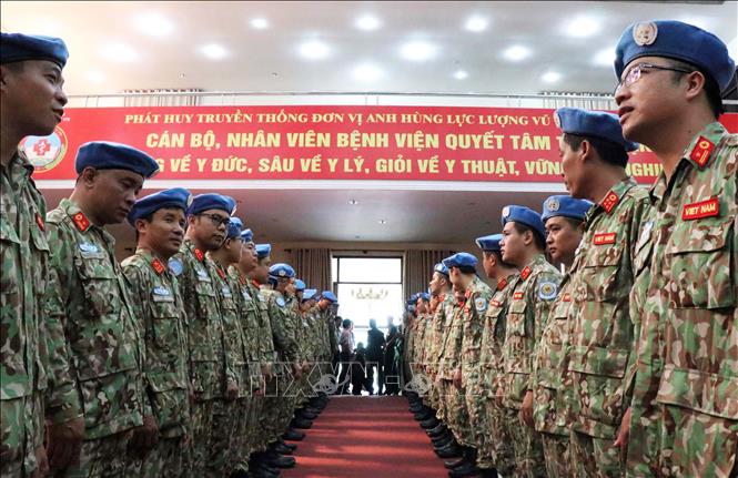 Trong ảnh: Các chiến sỹ Bệnh viện dã chiến cấp 2 số 1 đã sẵn sàng cho ngày lên đường làm nhiệm vụ gìn giữ hòa bình tại Nam Sudan. Ảnh: Xuân Khu-TTXVN