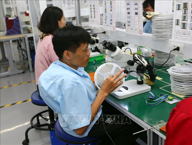 Trong ảnh: Lao động khuyết tật làm việc tại xưởng sản xuất cùng với những người lao động bình thường khác. Ảnh: Danh Lam – TTXVN