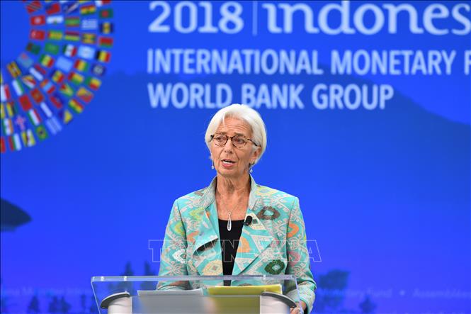 Trong ảnh: Tổng Giám đốc IMF Christine Lagarde phát biểu tại Washington DC. Ảnh: THX/ TTXVN