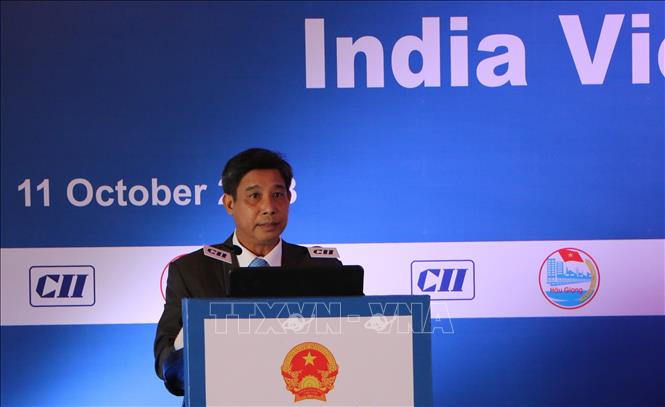 Trong ảnh: Phó Chủ tịch thường trực UBND tỉnh Hậu Giang Đồng Văn Thanh phát biểu tại diễn đàn. Ảnh: Huy Lê - P/v TTXVN tại Ấn Độ 