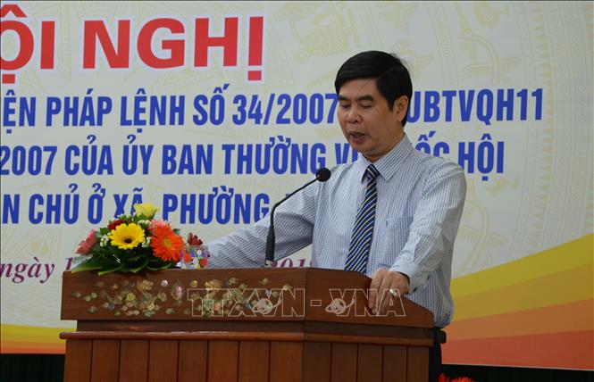 Trong ảnh: Ông Lâm Hải Giang, Giám đốc Sở Nội vụ tỉnh Bình Định, phát biểu tại Hội nghị. Ảnh: Quốc Dũng – TTXVN