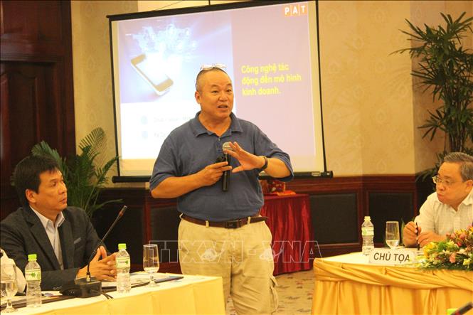 Trong ảnh: Ông Phí Anh Tuấn, Phó Chủ tịch Hội Tin học Thành phố Hồ Chí Minh, phát biểu tại buổi tọa đàm. Ảnh: Xuân Anh – TTXVN