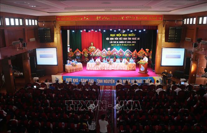 Trong ảnh: Quang cảnh Đại hội Đại biểu Hội Sinh viên tỉnh Nghệ An lần thứ 3. Ảnh: Nguyễn Oanh -TTXVN