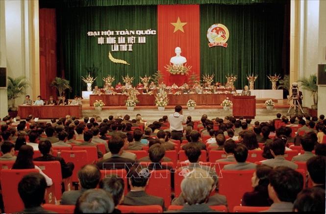 Trong ảnh: Đại hội Đại biểu toàn quốc lần thứ II Hội Nông dân Việt Nam, ngày 18-19/11/1993, tại Hà Nội. Ảnh: Đình Na - TTXVN