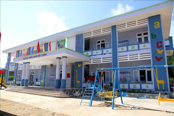 Trong ảnh: Toàn cảnh Công trình cộng đồng phòng tránh thiên tai Trường mầm non Hải Phúc ở xã Hải Phúc, huyện miền núi Đakrông. Trịnh Bang Nhiệm - TTXVN