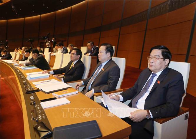 Trong ảnh: Đoàn đại biểu Quốc hội tỉnh Cao Bằng tại Phiên khai mạc Kỳ họp thứ sáu, Quốc hội khóa XIV. Ảnh: Phương Hoa - TTXVN