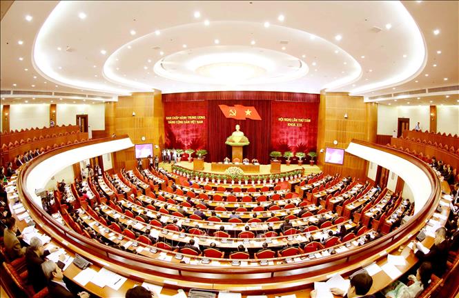 Trong ảnh: Toàn cảnh Hội nghị lần thứ tám Ban Chấp hành Trung ương Đảng Cộng sản Việt Nam khóa XII. Ảnh: TTXVN