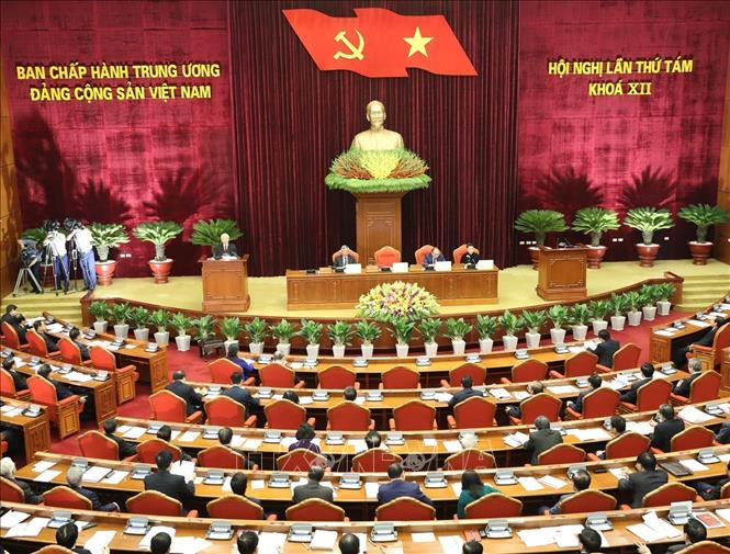 Trong ảnh: Toàn cảnh Hội nghị lần thứ tám Ban Chấp hành Trung ương Đảng Cộng sản Việt Nam khóa XII. Ảnh: TTXVN