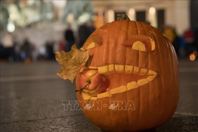 Trong ảnh: Bí ngô được trang trí tại Lễ hội bí ngô Halloween ở Budapest, Hungary ngày 27/10/2018 nhằm chào đón lễ hội Halloween. Ảnh: THX/ TTXVN