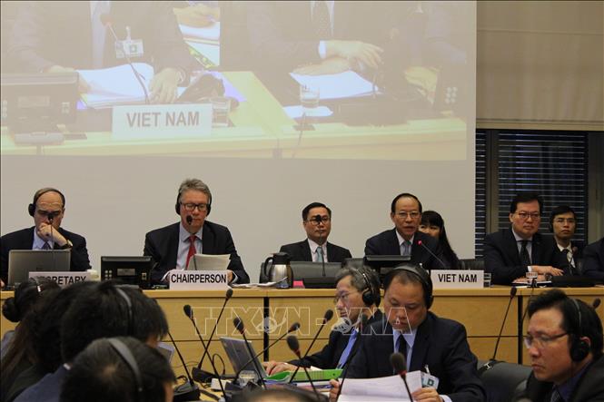 Trong ảnh: Quang cảnh phiên họp Ủy ban Chống tra tấn của Liên hợp quốc xem xét báo cáo quốc gia của Việt Nam về thực thi Công ước chống tra tấn. Ảnh: Hoàng Hoa - Pv TTXVN tại Thụy Sĩ