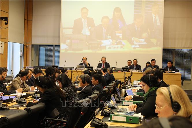 Trong ảnh: Quang cảnh phiên họp Ủy ban Chống tra tấn của Liên hợp quốc xem xét báo cáo quốc gia của Việt Nam về thực thi Công ước chống tra tấn. Ảnh: Hoàng Hoa - Pv TTXVN tại Thụy Sĩ