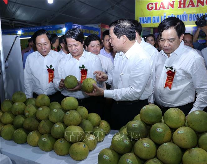 Trong ảnh: Các đại biểu tham quan hội chợ ngày khai mạc. Ảnh: Vũ Sinh – TTXVN