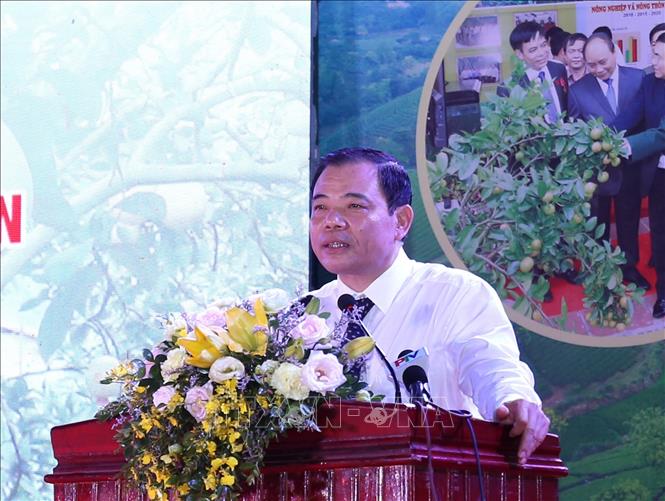 Trong ảnh: Bộ trưởng Bộ Nông nghiệp và Phát triển nông thôn Nguyễn Xuân Cường phát biểu tại lễ khai mạc. Ảnh: Vũ Sinh – TTXVN