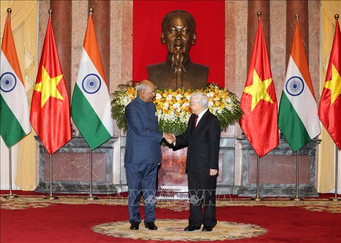 Photo: Party General Secretary, President Nguyen Phu Trong (R) and President of India Ram Nath Kovind (L). VNA Photo: Trí Dũng