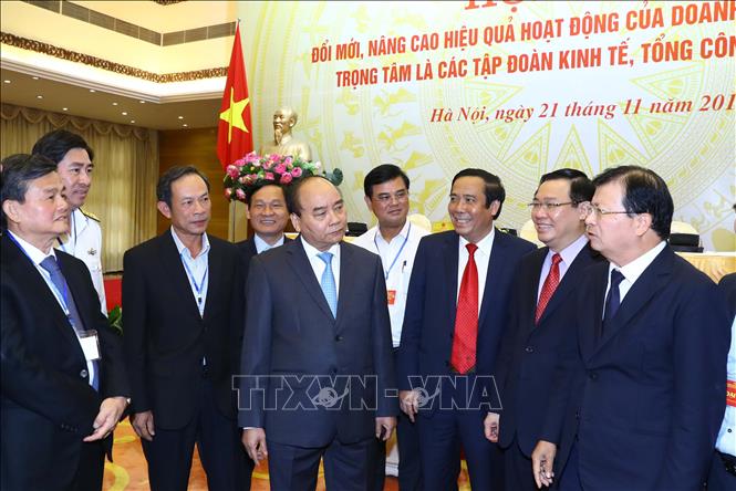 Trong ảnh: Thủ tướng Nguyễn Xuân Phúc và các đại biểu tham dự hội nghị. Ảnh: Thống Nhất –TTXVN